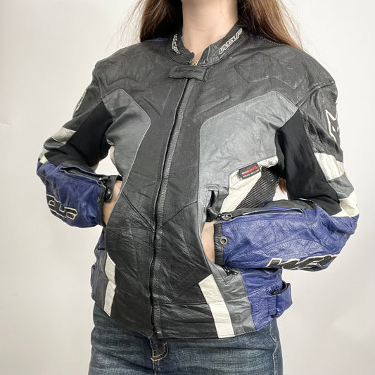 Y2K Black/Blue Motorcycle Jacket (M)