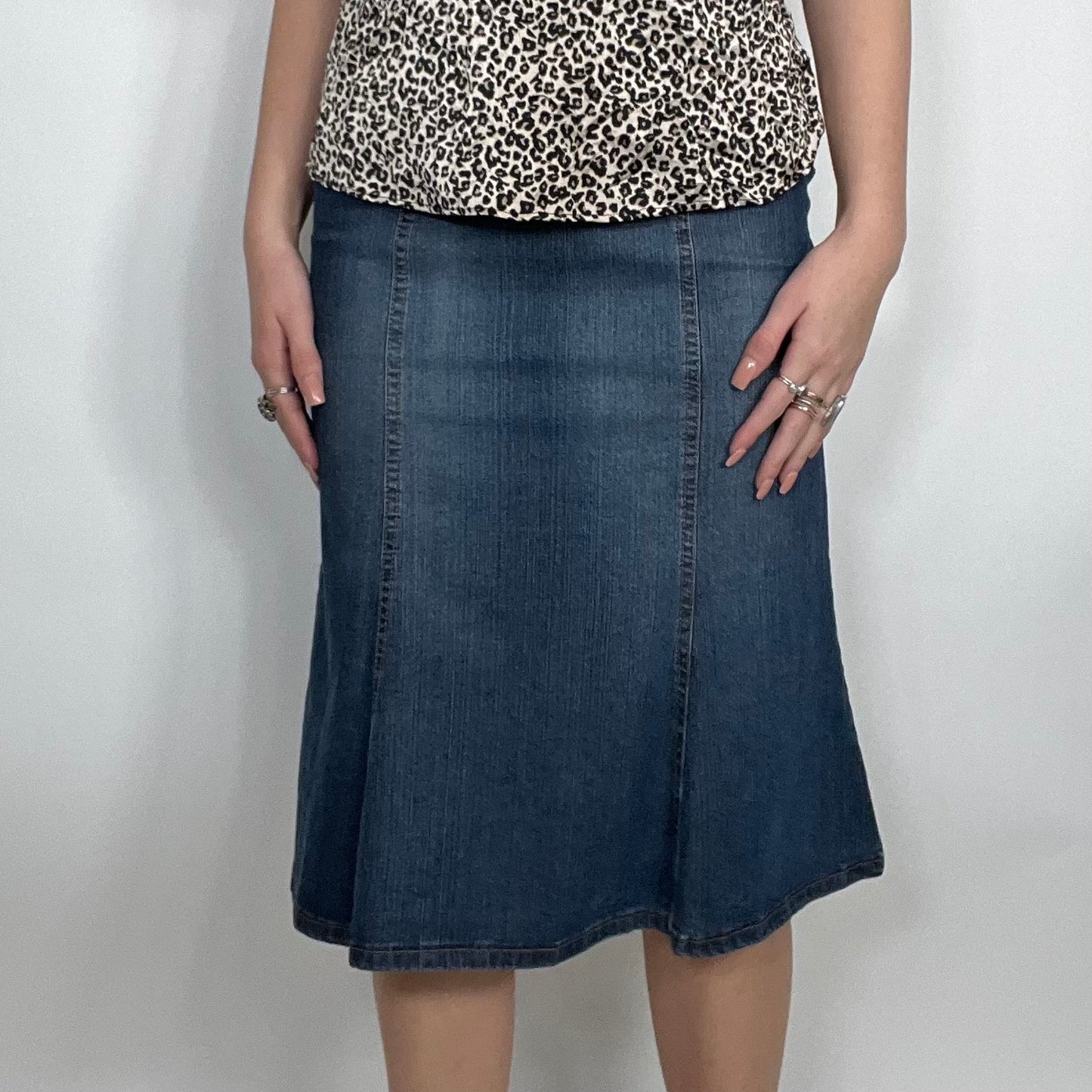 Y2K Leiluna Blue Denim Midi Skirt (S)
