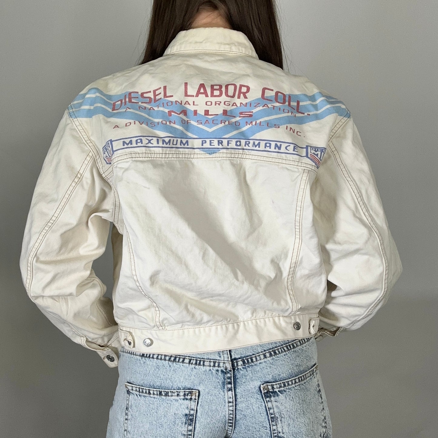 Y2K Diesel White Denim Detailed Jacket (M)