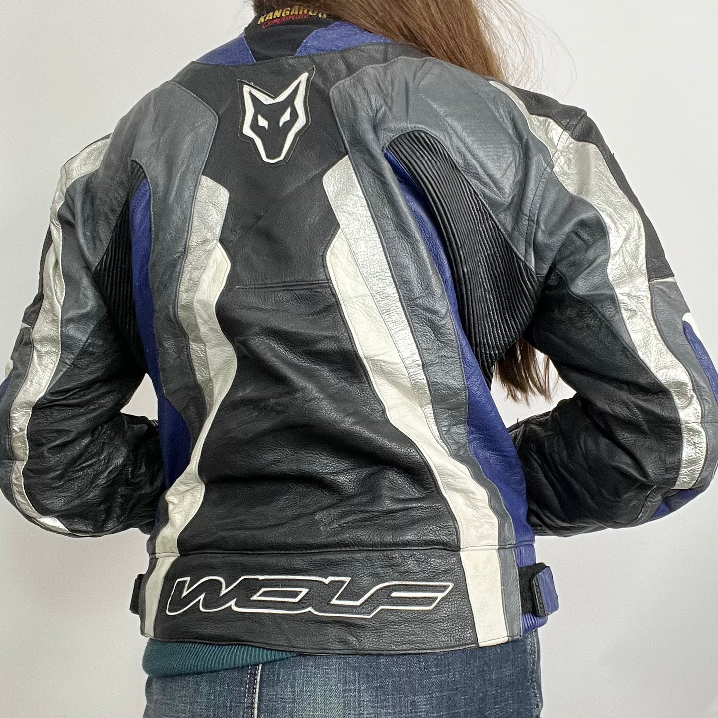 Y2K Black/Blue Motorcycle Jacket (M)