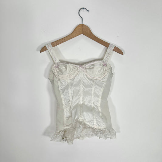 Y2K White Lace Detail Corset Top (S)