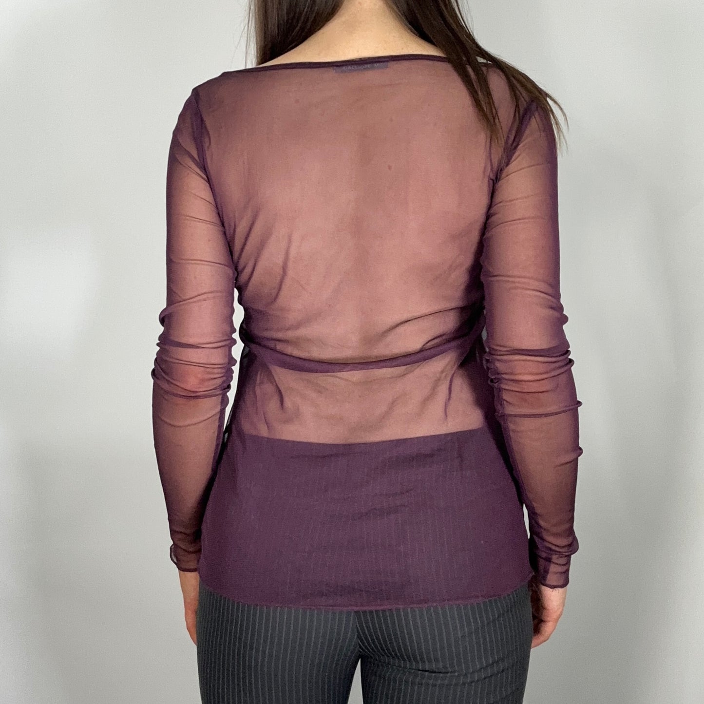 Y2K Purple Mesh Long-Sleeve Top (M)