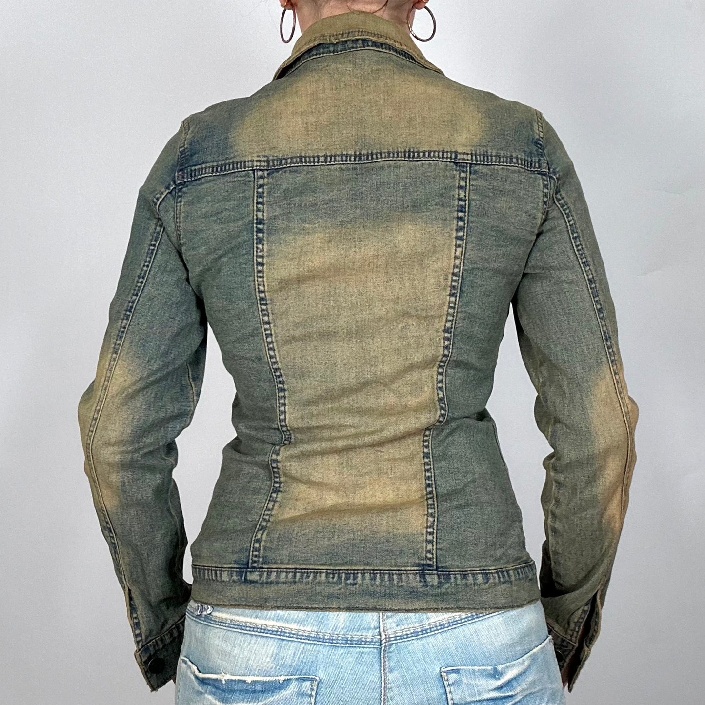 Y2K Blue/Tan Faded Denim Jacket (M)