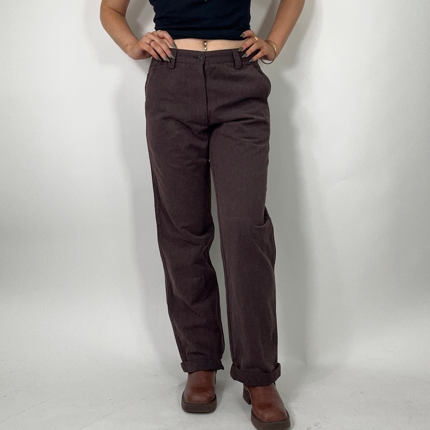 Y2K Purple Cuffed Trousers (W30)