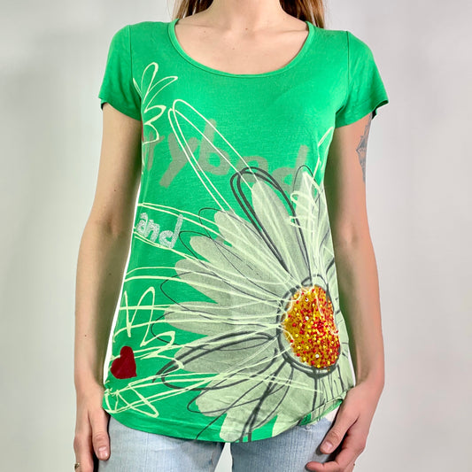 Y2K  Green Desigual Patterned Top (S)