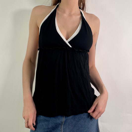 Y2K Black Halter Neck Top (S)