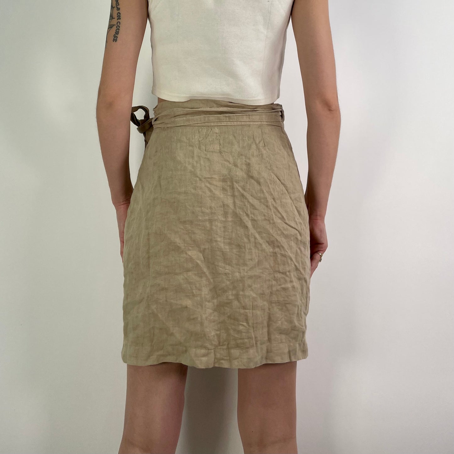 Y2K  Beige Wrap Skirt (W30)