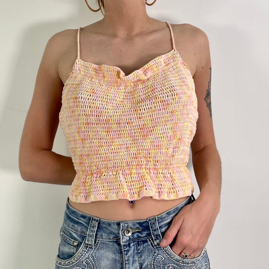 Y2K  Pink Crochet Top (S)