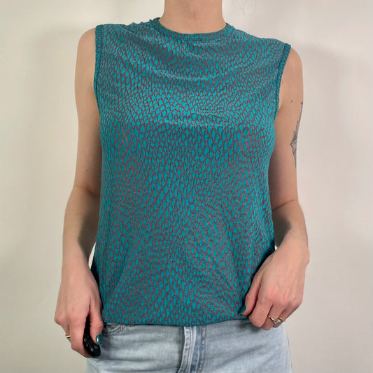 Y2K Blue Snake-Skin Patterned Top (M)