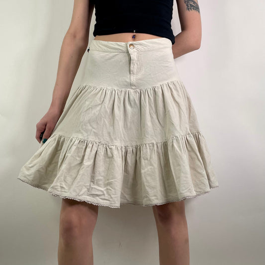 Y2K White Skater Midi Skirt (W30)