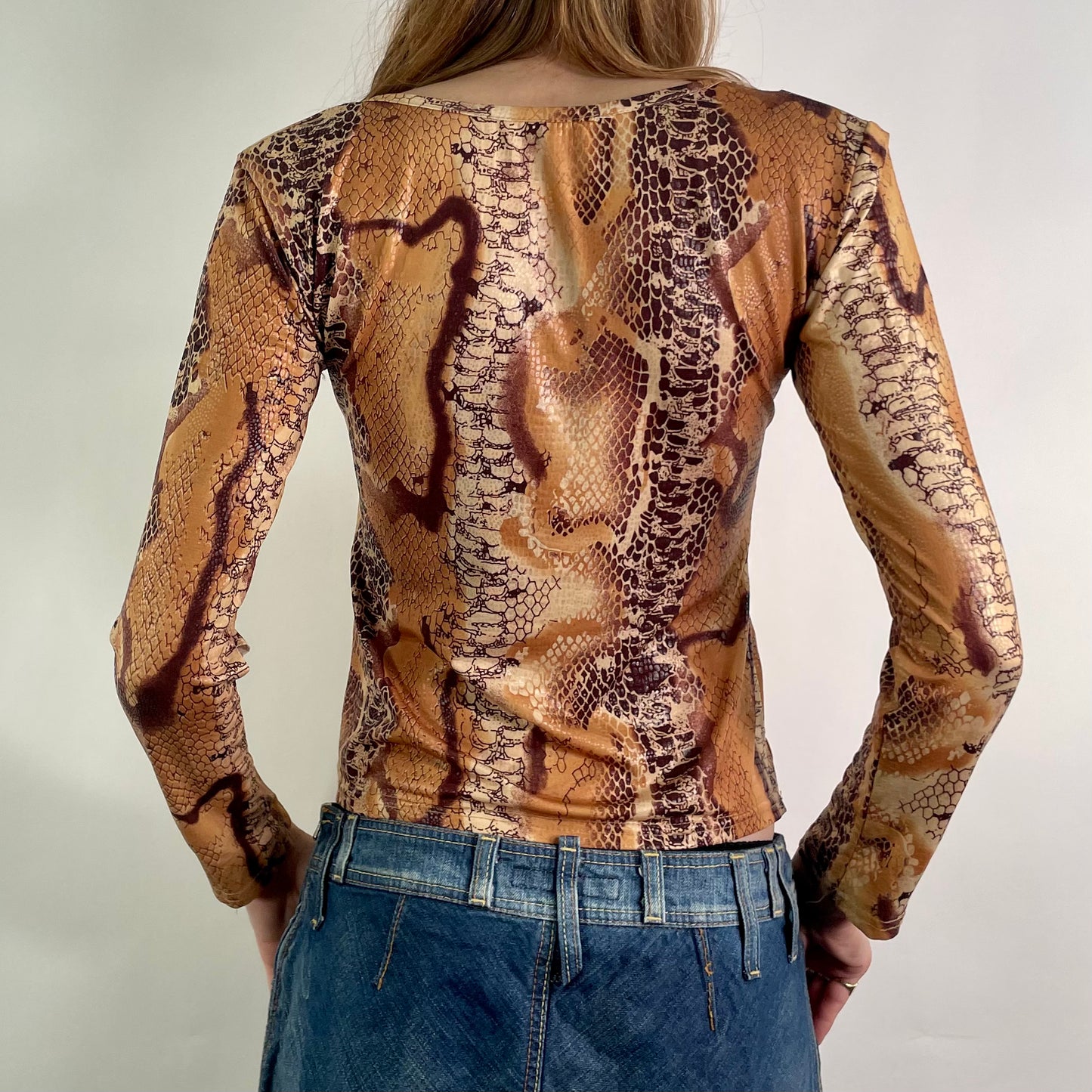 Y2K Brown Snake Skin Top (S)