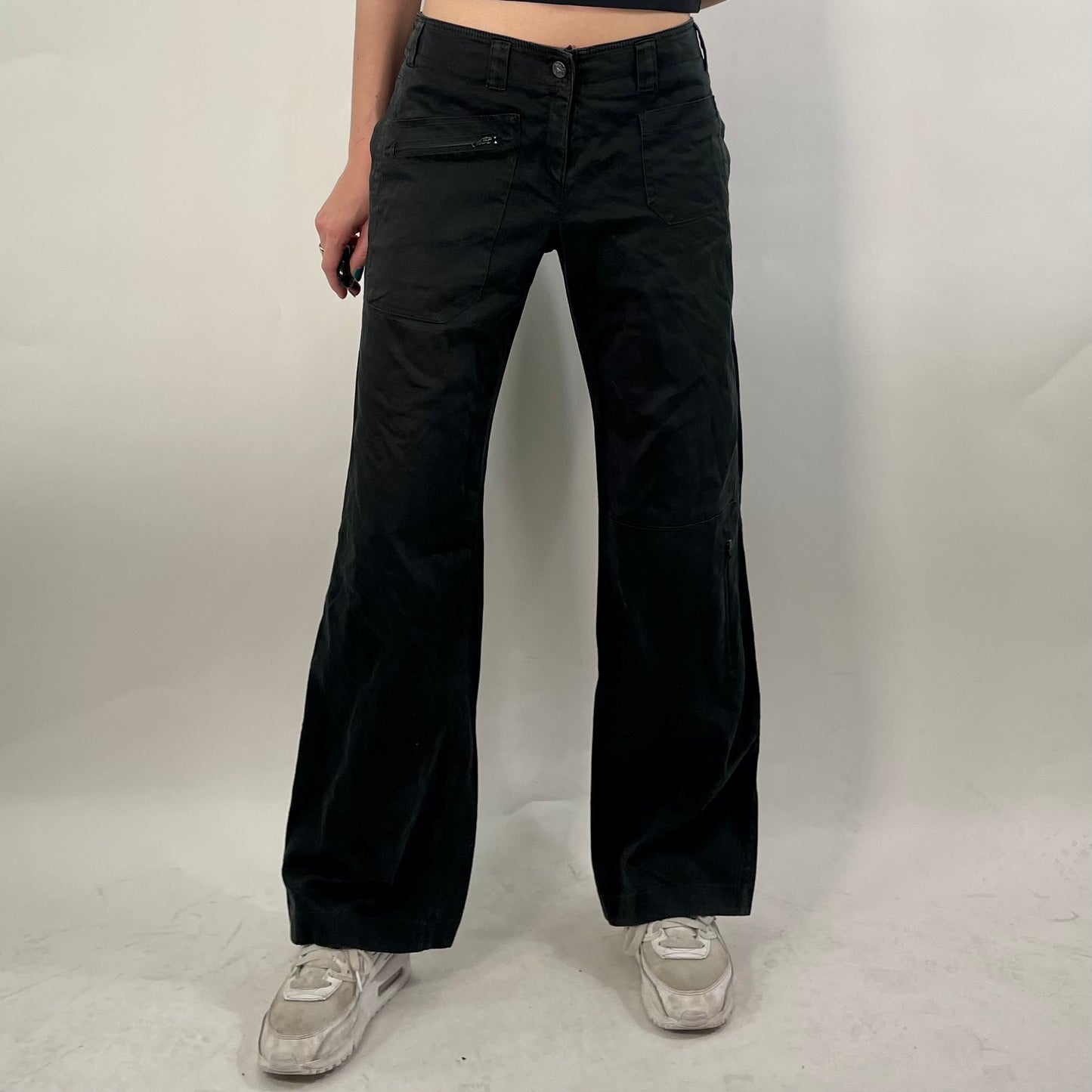Y2K Black Zip Trousers (W32)