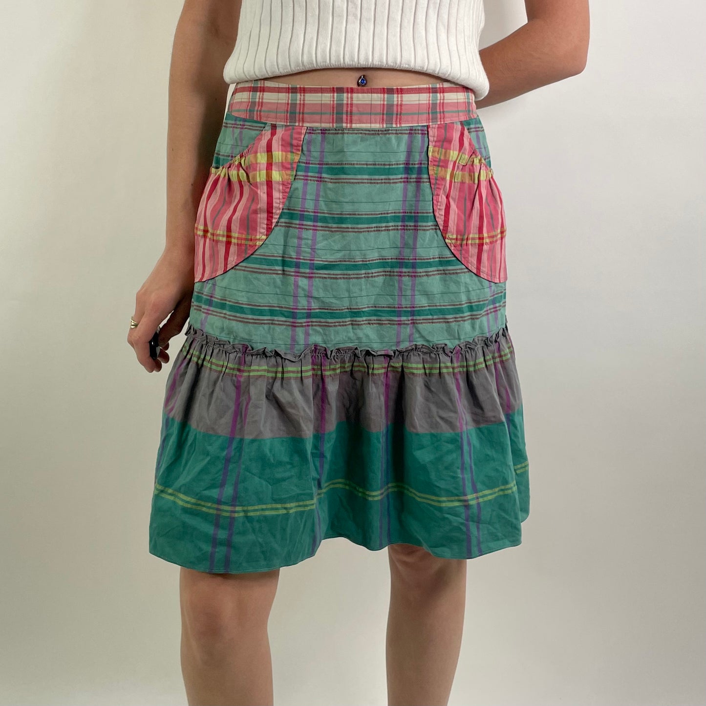Y2K  Multicoloured Patterned Skirt (W30)