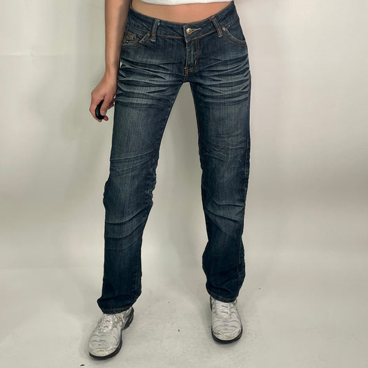 Y2K Blue Embroidered Denim Jeans (W32)