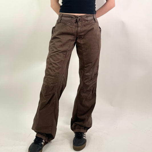 Y2KBrown Cargo Belted Trousers (W32)