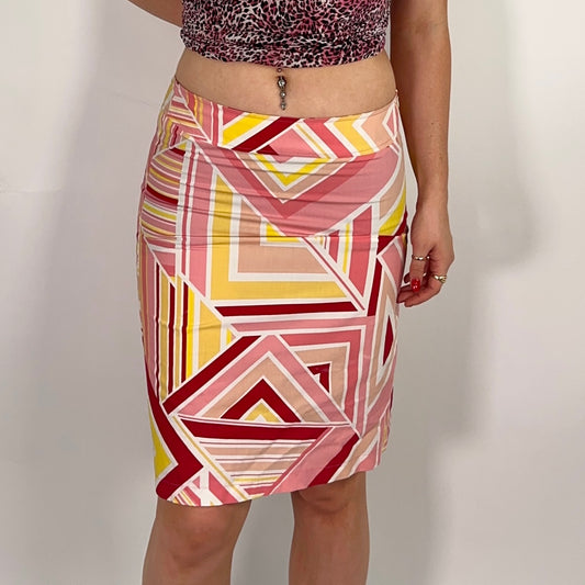 Pink Patterned Midi Skirt (W30)