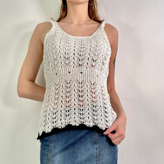 Y2K  White Crochet Top (M)