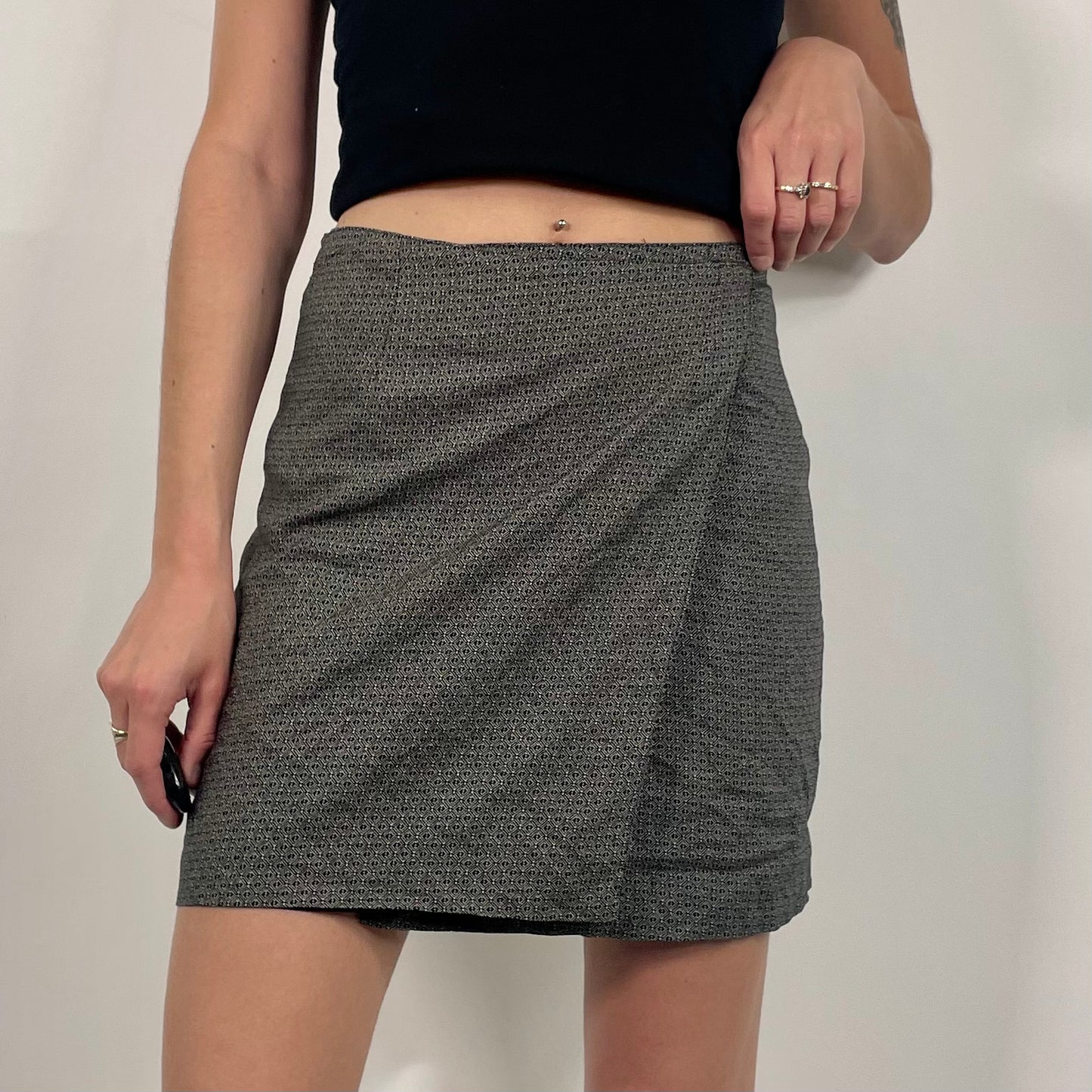 Grey Patterned Wrap Skirt (W28)