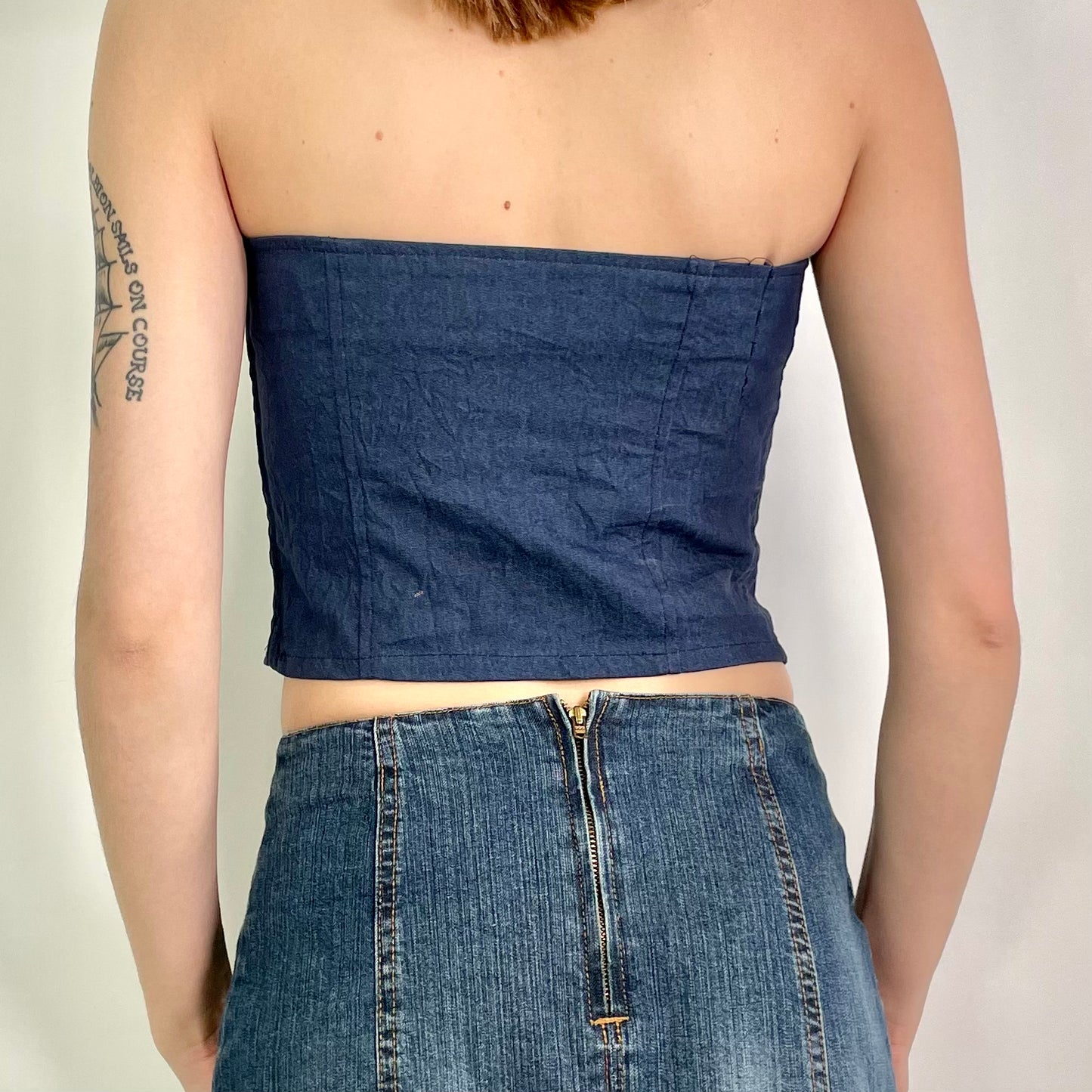 Y2K  Blue Denim Corset Top (XS)