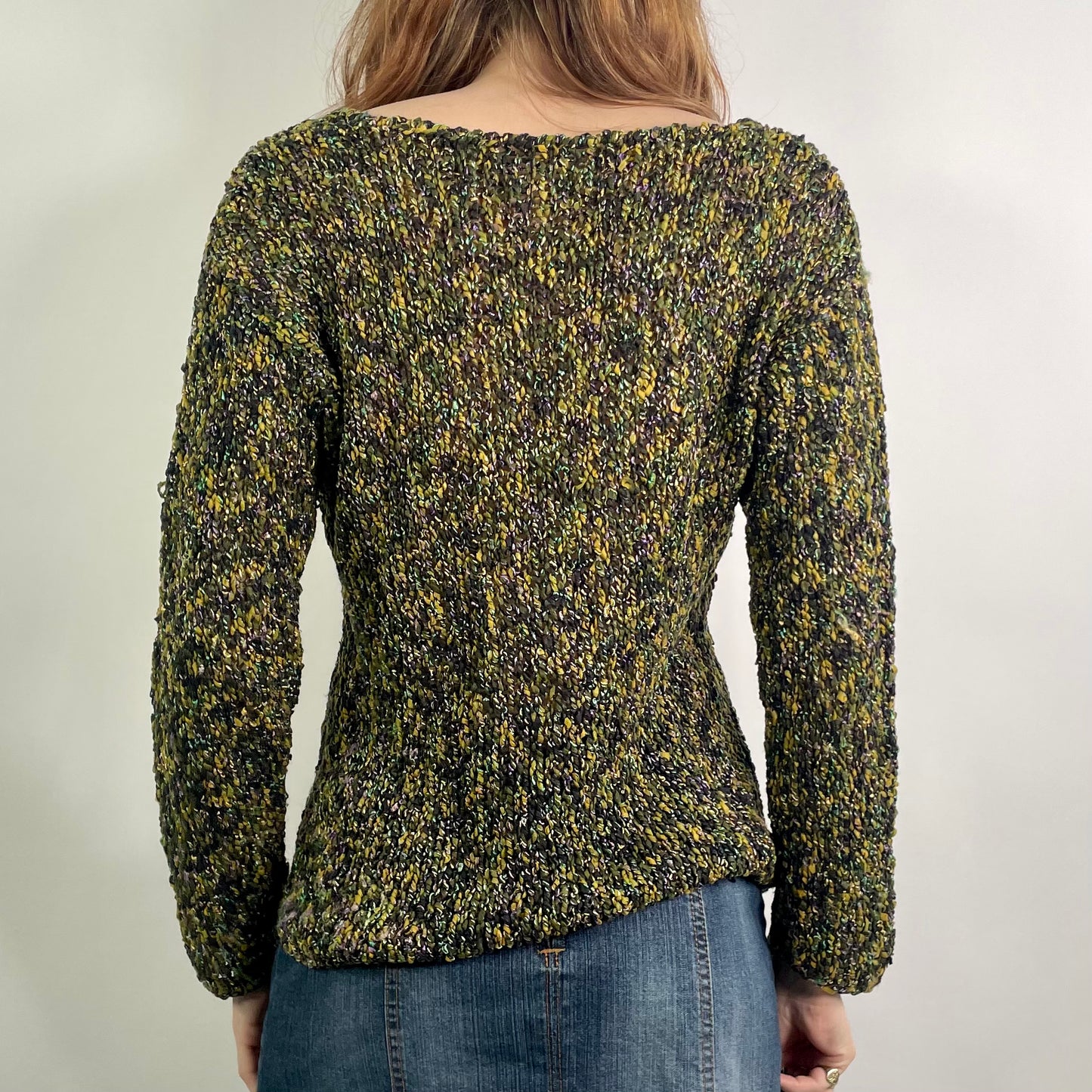 Y2K Green Crochet Jumper (M)