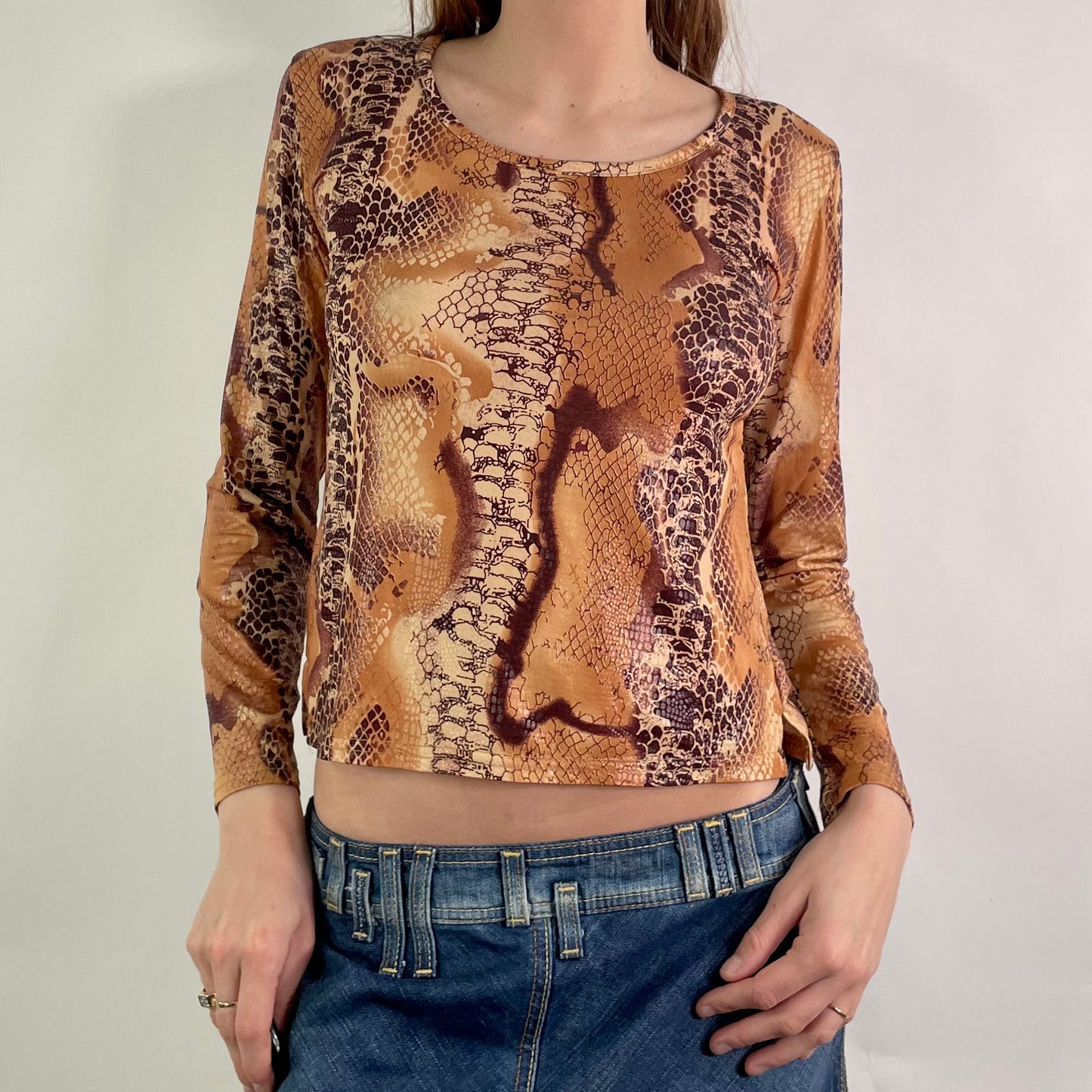 Y2K Brown Snake Skin Top (S)