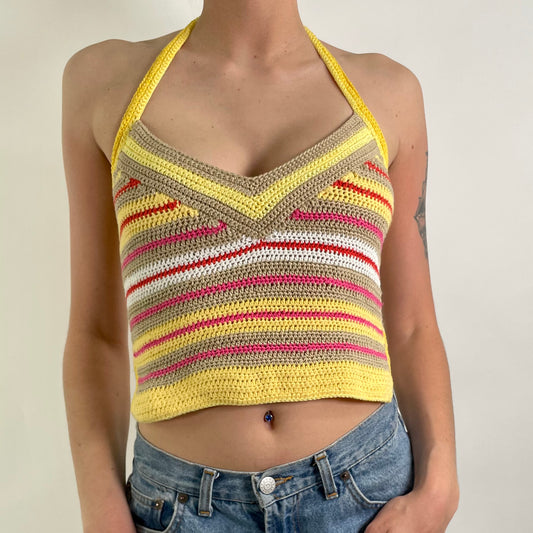 Y2K  Multicoloured Crochet Top (S)