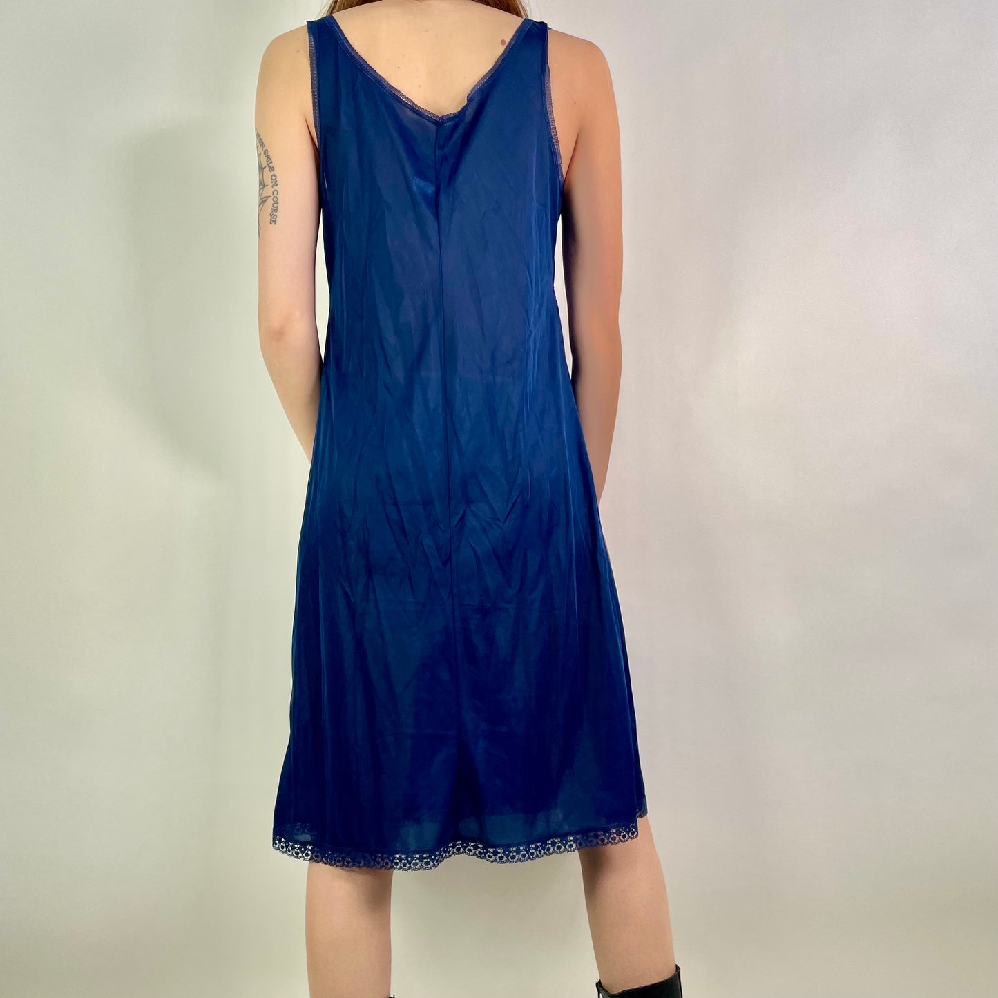 Y2K  Navy Lace Slip Dress (M)