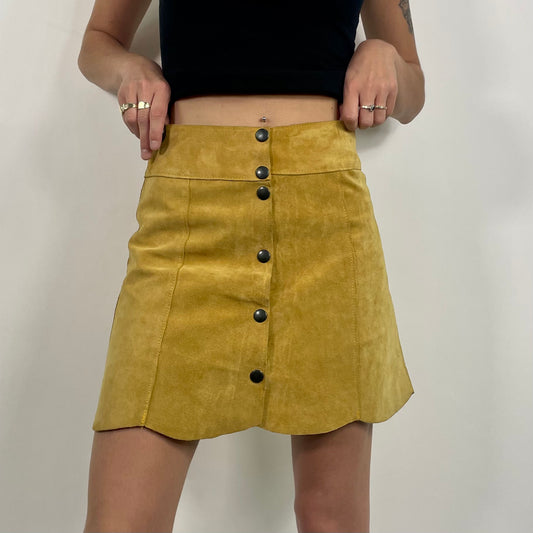 Tan Suede Mini Skirt (W28)