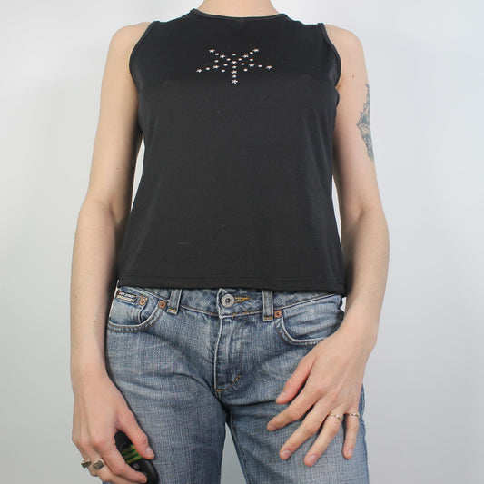 Y2K  Black Beaded Star Top (S)